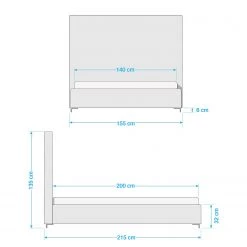 Fredriks Lit rembourré Tilia I - Cuir synthétique Dag : Anthracite - 140 x 200cm - Forme en T -Lits & literie Soldes 1000013417 210709 08480300005 SKETCH DETAILS P000000001000013417 sketch