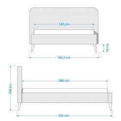 Mørteens Lit capitonné Klink II - Gris foncé - 140 x 200cm -Lits & literie Soldes 1000016038 210709 08480400073 SKETCH DETAILS P000000001000016038 sketch