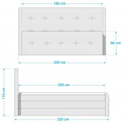 Loftscape Lit boxspring Jansen - Aspect cuir vieilli - Anthracite -Lits & literie Soldes 1000021493 210709 11594100003 SKETCH DETAILS P000000001000021493 sketch
