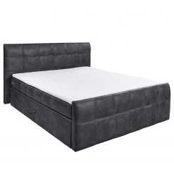 Loftscape Lit boxspring Jansen - Aspect cuir vieilli - Anthracite -Lits & literie Soldes 1000021493 210726 10043200120 DETAILS P000000001000021493