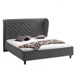 Jack & Alice Lit capitonné Monroe Samt - Gris - 140 x 200cm