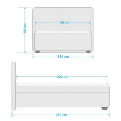 Loftscape Lit boxspring Evita - Noir - 140 x 200cm -Lits & literie Soldes 1000053471 210720 07184100004 SKETCH DETAILS P000000001000053471 sketch