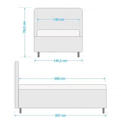 Meise.möbel Lit capitonné Hip Hop - Tissu gris -Lits & literie Soldes 1000057300 210713 08432300182 SKETCH DETAILS P000000001000057300 sketch