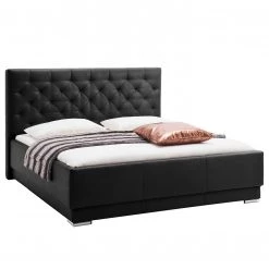 Meise.möbel Lit capitonné Pisa - Noir - 180 x 200cm