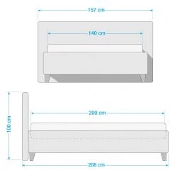 Ars Natura Lit capitonné Kolbäck Tissu structuré - Granit - 140 x 200cm - Avec sommier à lattes -Lits & literie Soldes 1000061924 201218 17492100006 SKETCH DETAILS P000000001000061924 sketch