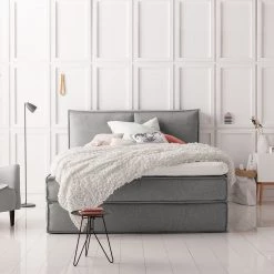 Lit boxspring Kinx - Tissu KINX : Gris - 200 x 200cm - D2 souple - 130 cm 28 Lit boxspring Kinx - Tissu KINX : Gris - 200 x 200cm - D2 souple - 130 cm -Lits & literie Soldes 1000062018 180615 12480705 MOOD GALLERYIMAGES P000000001000062018 mood