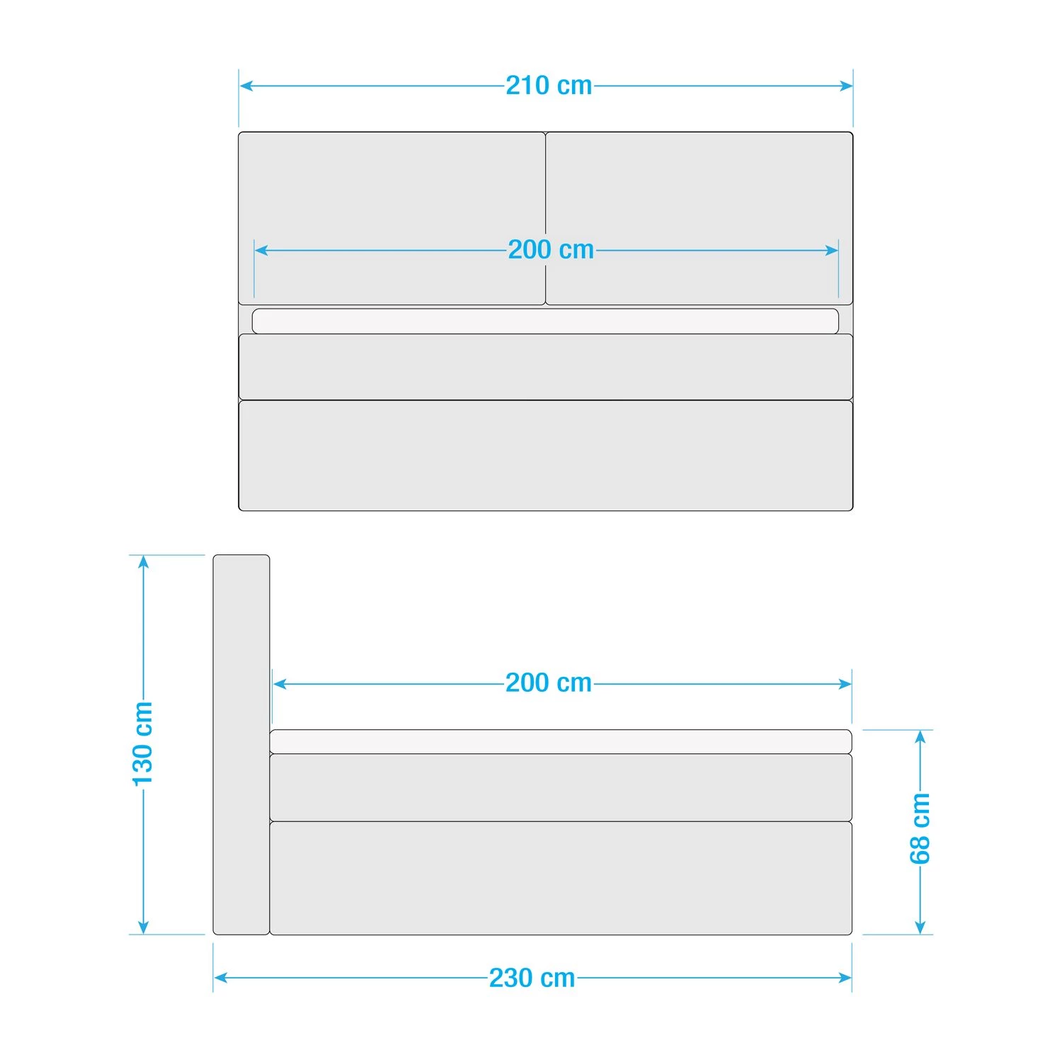 Lit boxspring Kinx - Tissu KINX : Gris - 200 x 200cm - D2 souple - 130 cm 20 Lit boxspring Kinx - Tissu KINX : Gris - 200 x 200cm - D2 souple - 130 cm – Image 20