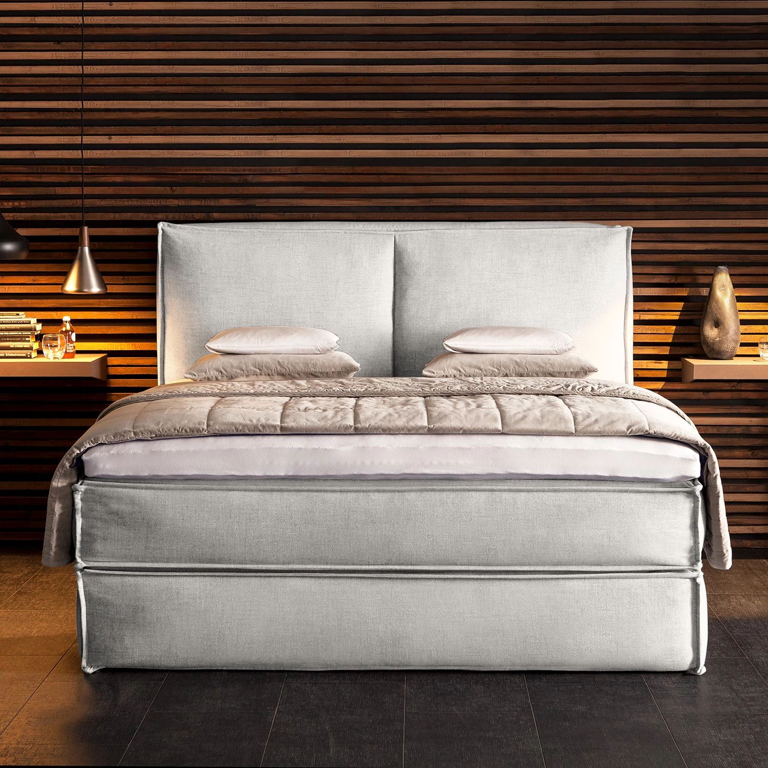 Lit boxspring Kinx - Tissu KINX : Blanc - 180 x 200cm - D2 souple - 130 cm 5 Lit boxspring Kinx - Tissu KINX : Blanc - 180 x 200cm - D2 souple - 130 cm – Image 5