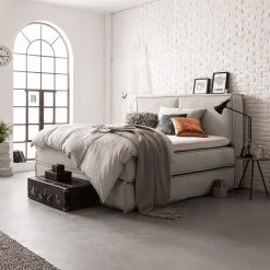 Lit boxspring Kinx - Tissu KINX : Beige - 180 x 200cm - D2 souple - 130 cm -Lits & literie Soldes 1000062037 180615 124900200 MOOD GALLERYIMAGES P000000001000062037 mood