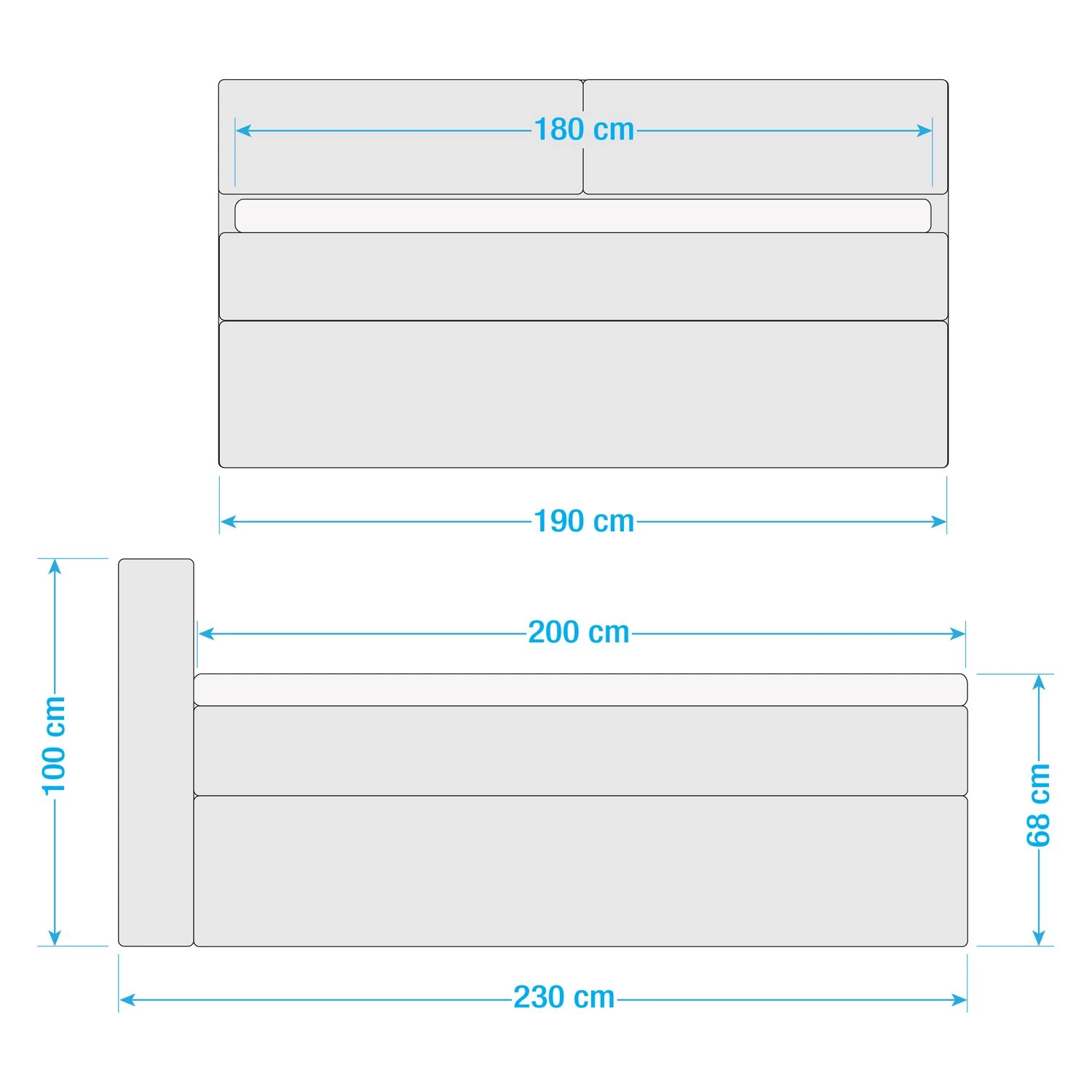 Lit boxspring Kinx - Tissu KINX : Anthracite - 180 x 200cm - D2 souple - 100 cm 18 Lit boxspring Kinx - Tissu KINX : Anthracite - 180 x 200cm - D2 souple - 100 cm – Image 18