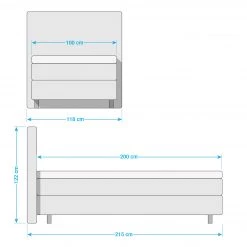 Loftscape Lit boxspring Tevin - Beige - 100 x 200cm - Matelas à ressorts Bonnell - D2 souple -Lits & literie Soldes 1000063052 030 GALLERYIMAGES P000000001000063052