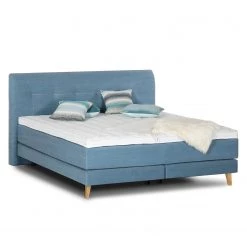 Mørteens Lit boxspring Mälby - Bleu clair mat - 160 x 200cm