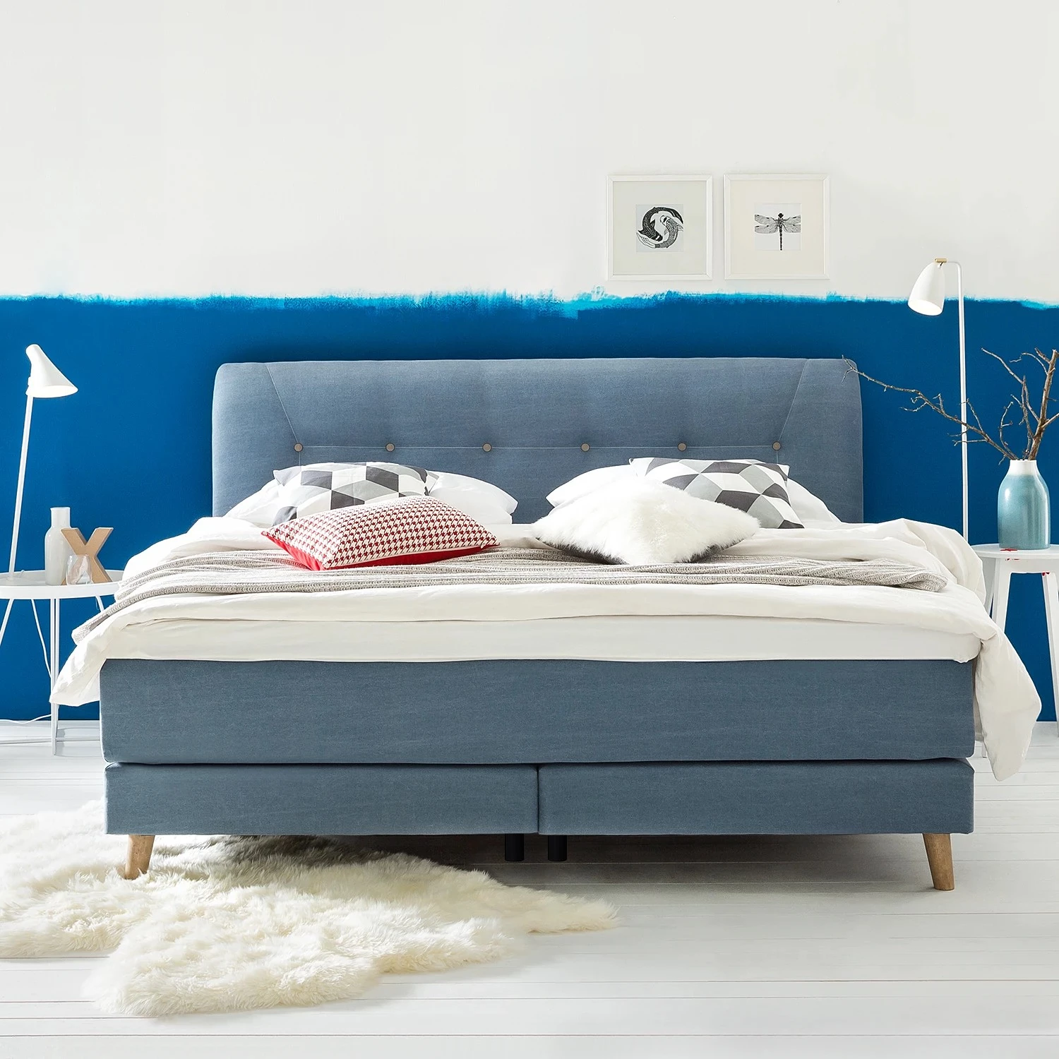 Mørteens Lit boxspring Mälby - Bleu clair mat - 160 x 200cm 2 Mørteens Lit boxspring Mälby - Bleu clair mat - 160 x 200cm – Image 2