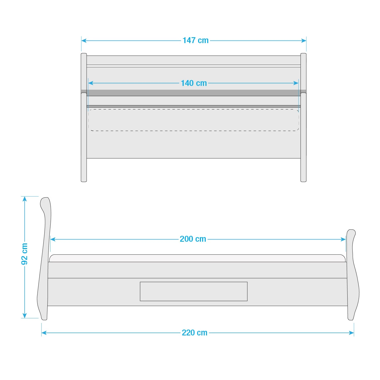 Maison Belfort Lit en bois massif Cenan - Epicéa lessivé teinté et huilé - 140 x 200cm 7 Maison Belfort Lit en bois massif Cenan - Epicéa lessivé teinté et huilé - 140 x 200cm – Image 7
