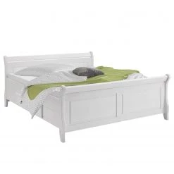Maison Belfort Lit double en bois massif Cenan - Epicéa teinté et verni blanc Surface de couchage : 200 x cm