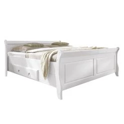 Maison Belfort Lit double en bois massif Cenan - Epicéa teinté et verni blanc Surface de couchage : 200 x cm -Lits & literie Soldes 1000104360 211122 08321000778 DETAILS P000000001000104360