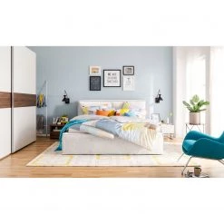 Lit capitonné Kinx - Tissu KINX : Blanc - 180 x 200cm -Lits & literie Soldes 1000113354 181120 11102401 MOOD GALLERYIMAGES P000000001000113354 mood