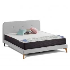 Lit SmoodSpring II - Tissu / Chêne massif - Gris clair - 180 x 200cm -Lits & literie Soldes 1000119348 210701 06432000167 DETAILS P000000001000119348