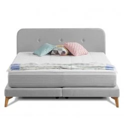 Lit SmoodSpring II - Tissu / Chêne massif - Gris clair - 180 x 200cm -Lits & literie Soldes 1000119348 210701 06432000168 DETAILS P000000001000119348