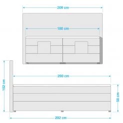 Loftscape Lit boxspring Jamana - Gris clair -Lits & literie Soldes 1000123096 211008 1334050000502 SKETCH DETAILS P000000001000123096 sketch