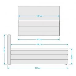 Loftscape Lit boxspring Harvi avec surmatelas et c - Anthracite - 140 x 200cm -Lits & literie Soldes 1000123101 190802 16525700023 SKETCH DETAILS P000000001000123101 sketch
