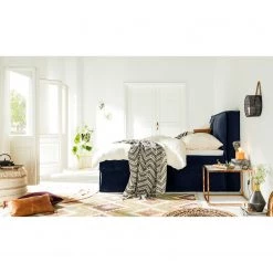 Lit boxspring Kinx - Velours Fraya: Bleu marine - 180 x 200cm - D2 souple - 130 cm -Lits & literie Soldes 1000125281 180914 15111116 MOOD GALLERYIMAGES P000000001000125281 mood
