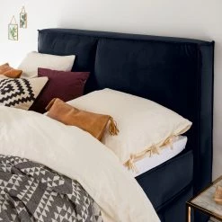 Lit boxspring Kinx - Velours Fraya: Bleu marine - 180 x 200cm - D2 souple - 130 cm -Lits & literie Soldes 1000125281 180914 15111119 GALLERYIMAGES P000000001000125281