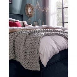 Lit boxspring Kinx - Velours Fraya: Bleu marine - 180 x 200cm - D2 souple - 130 cm -Lits & literie Soldes 1000125281 181121 15373443 GALLERYIMAGES P000000001000125281