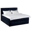 Lit boxspring Kinx - Velours Fraya: Bleu marine - 180 x 200cm - D2 souple - 130 cm