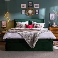 Lit boxspring Kinx - Velours Fraya: Vert de l'étang - 180 x 200cm - D2 souple - 130 cm -Lits & literie Soldes 1000125282 181121 15373445 MOOD GALLERYIMAGES P000000001000125282 mood