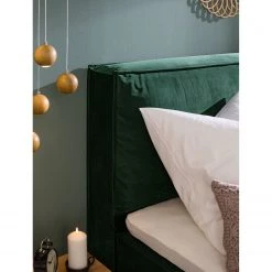 Lit boxspring Kinx - Velours Fraya: Vert de l'étang - 180 x 200cm - D2 souple - 130 cm -Lits & literie Soldes 1000125282 181121 15373447 GALLERYIMAGES P000000001000125282