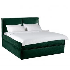 Lit boxspring Kinx - Velours Fraya: Vert de l'étang - 180 x 200cm - D2 souple - 130 cm