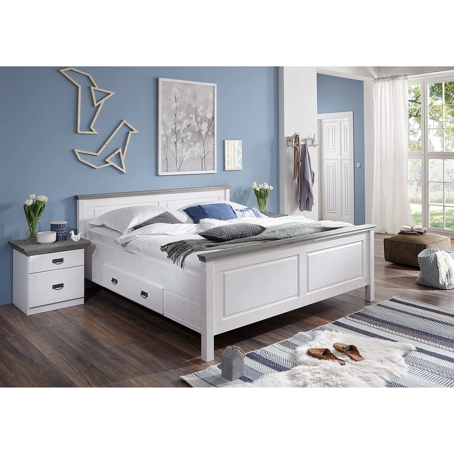 Maison Belfort Lit en bois massif Bergen - Epicéa blanc / Epicéa gris - 180 x 200cm 2 Maison Belfort Lit en bois massif Bergen - Epicéa blanc / Epicéa gris - 180 x 200cm – Image 2