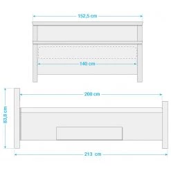 Maison Belfort Lit en bois massif Bergen - Epicéa blanc - 140 x 200cm -Lits & literie Soldes 1000125647 211122 08324002699 SKETCH DETAILS P000000001000125647 sketch
