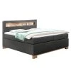 Wimex Lit boxspring Nevada - Tissu - 180 x 200 cm - Anthracite / Imitation chêne parqueté - Surmatelas en mousse froide