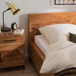 Ars manufacti Lit en bois massif Woodson - Acacia Marron clair - 180 x 200cm -Lits & literie Soldes 1000126902 181108 10385723 GALLERYIMAGES P000000001000126902