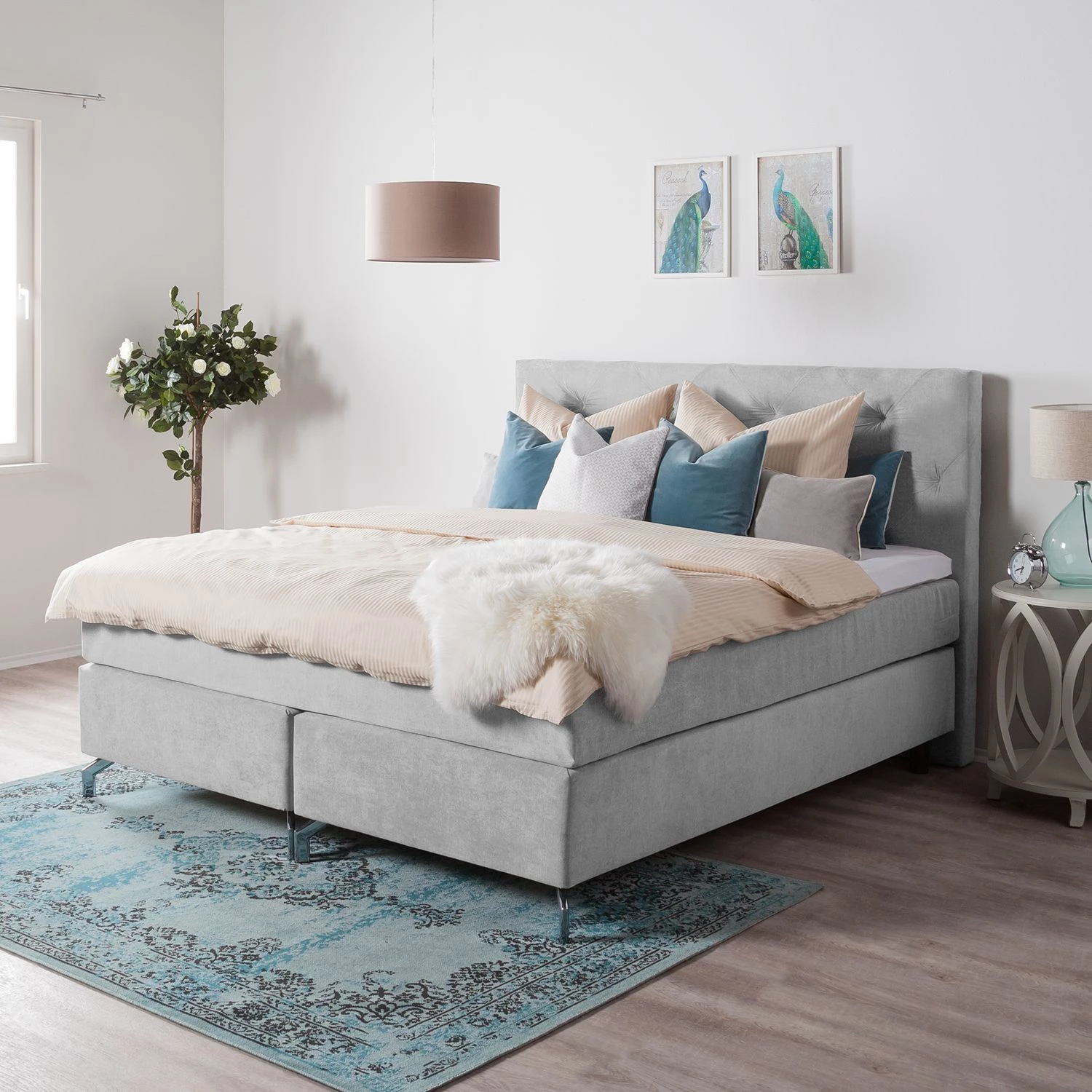 Maison Belfort Lit boxspring Dogali - Gris clair - 180 x 200cm 2 Maison Belfort Lit boxspring Dogali - Gris clair - 180 x 200cm – Image 2