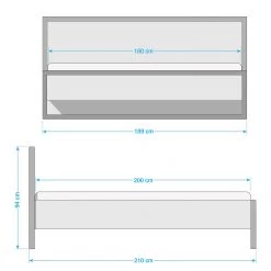 Fresh to go Lit Detroit - Imitation planches de chêne / Noir - Sans textiles -Lits & literie Soldes 1000129134 210720 09232100006 SKETCH DETAILS P000000001000129134 sketch