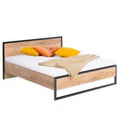 Fresh to go Lit Detroit - Imitation planches de chêne / Noir - Sans textiles