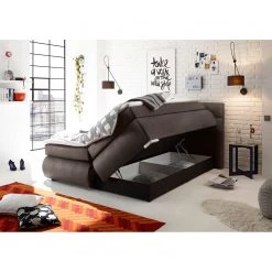 Fredriks Lit boxspring Malm - Microfibre - Marron foncé - 160 x 200cm -Lits & literie Soldes 1000129960 180912 07100752 MOOD GALLERYIMAGES P000000001000129960 mood