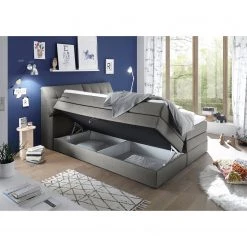 Fredriks Lit boxspring Venslev - Microfibre - Gris - 160 x 200cm -Lits & literie Soldes 1000129972 180912 07101587 MOOD GALLERYIMAGES P000000001000129972 mood