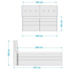 Fredriks Lit boxspring Venslev - Microfibre - Gris - 160 x 200cm -Lits & literie Soldes 1000129972 210709 11594200018 SKETCH DETAILS P000000001000129972 sketch