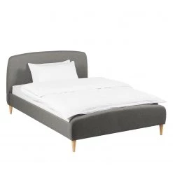 Mørteens Lit capitonné Belmonte - Tissu / Hévéa massif - Gris clair