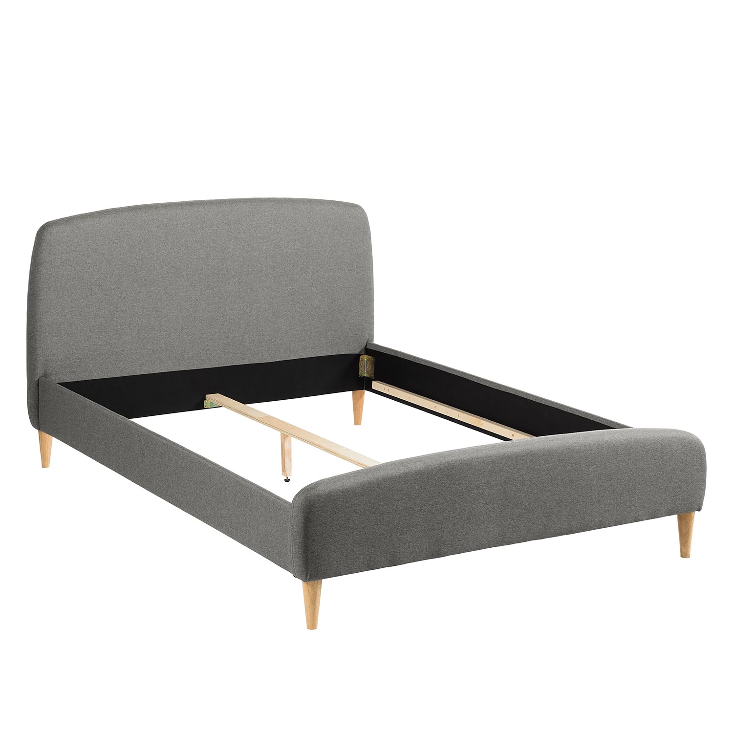 Mørteens Lit capitonné Belmonte - Tissu / Hévéa massif - Gris clair 6 Mørteens Lit capitonné Belmonte - Tissu / Hévéa massif - Gris clair – Image 6