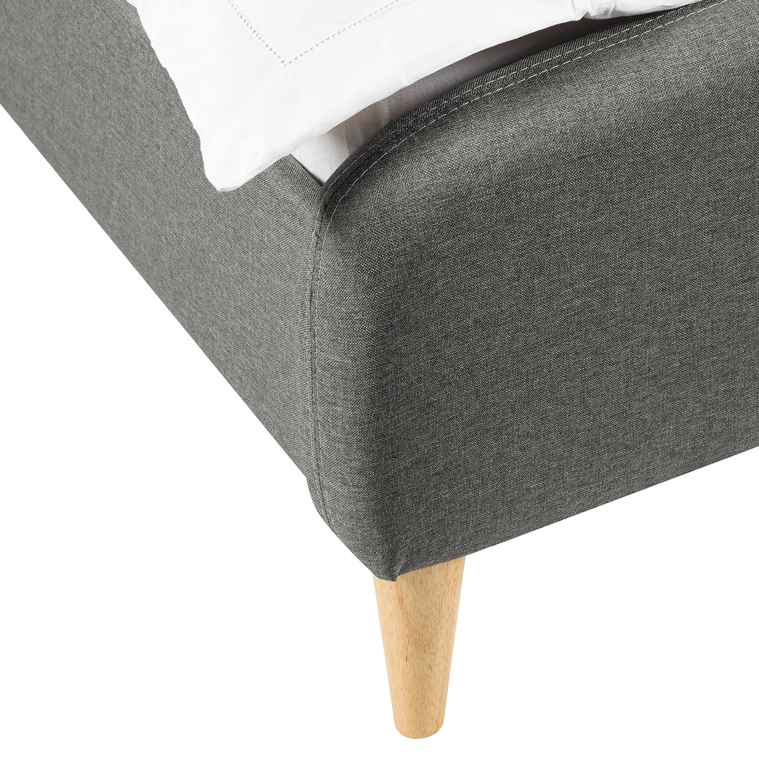 Mørteens Lit capitonné Belmonte - Tissu / Hévéa massif - Gris clair 11 Mørteens Lit capitonné Belmonte - Tissu / Hévéa massif - Gris clair – Image 11