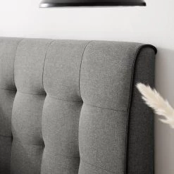 Mørteens Lit capitonné Almonte - Tissu / Hévéa massif - Gris clair -Lits & literie Soldes 1000131989 191031 06201400009 DETAILS P000000001000131989