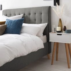 Mørteens Lit capitonné Almonte - Tissu / Hévéa massif - Gris clair -Lits & literie Soldes 1000131989 191031 06201400011 DETAILS P000000001000131989