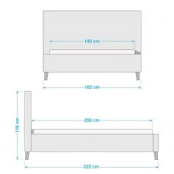 Mørteens Lit capitonné Almonte - Tissu / Hévéa massif - Gris clair -Lits & literie Soldes 1000131989 210714 08453300004 SKETCH DETAILS P000000001000131989 sketch