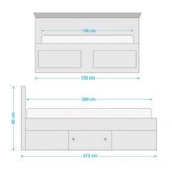Maison Belfort Lit Geestland - 140 x 200cm -Lits & literie Soldes 1000132097 210727 09583700011 SKETCH DETAILS P000000001000132097 sketch