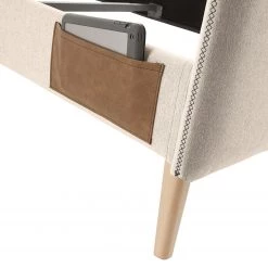 Norrwood Lit capitonné Feda - Tissu - Beige chiné -Lits & literie Soldes 1000135371 181026 114434157 GALLERYIMAGES P000000001000135371